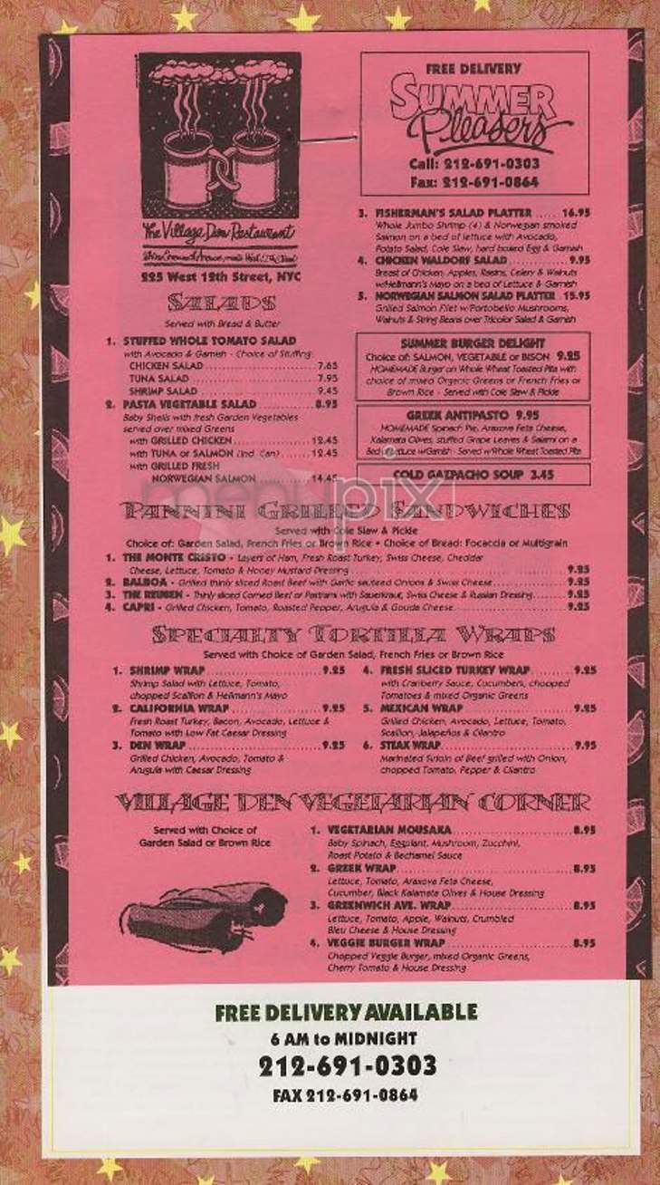 The Villiage Den - New York, NY menu_pic