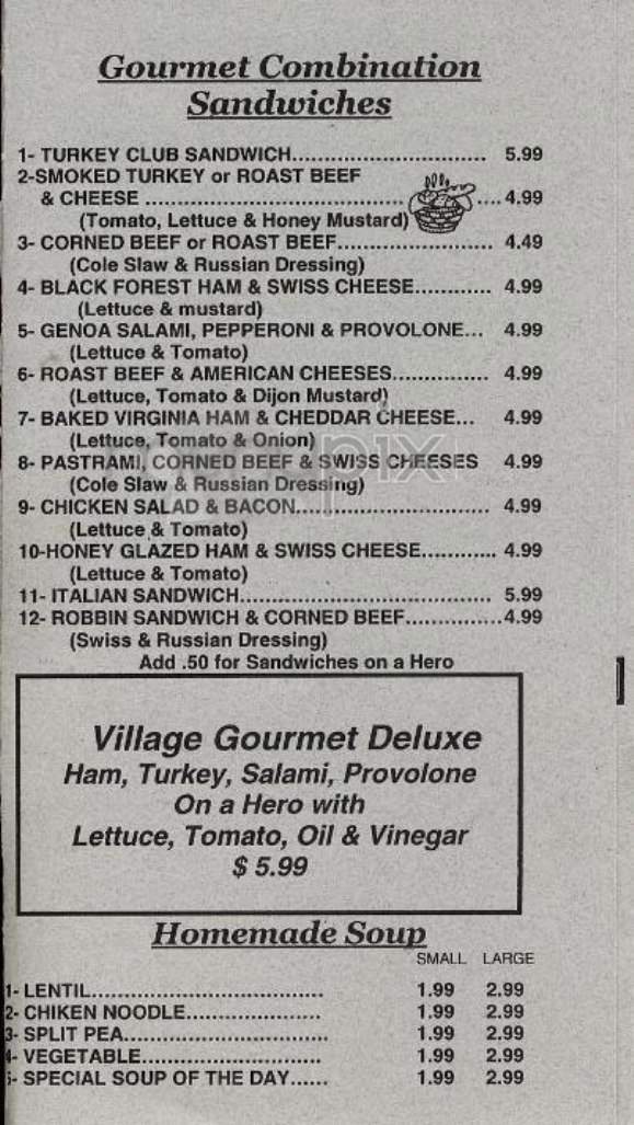Village Gourmet - New York, NY menu_pic