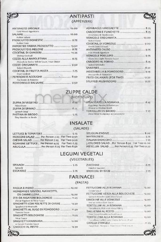 Villa Mosconi - New York, NY menu_pic