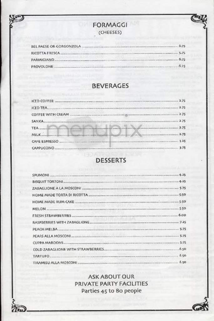 Villa Mosconi - New York, NY menu_pic