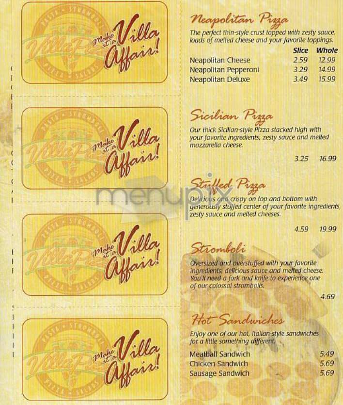 Villa Pizza - New York, NY menu_pic