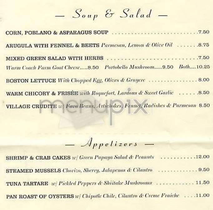 Village - New York, NY menu_pic