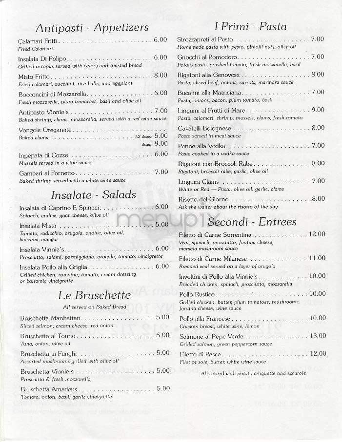 Vinnie's Pizza - New York, NY menu_pic