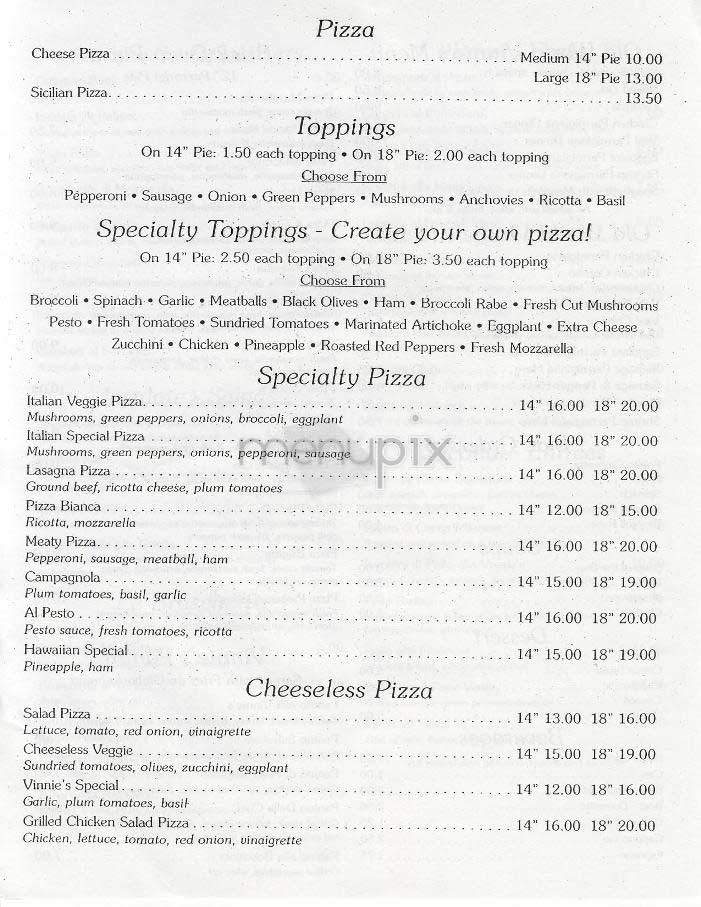 Vinnie's Pizza - New York, NY menu_pic