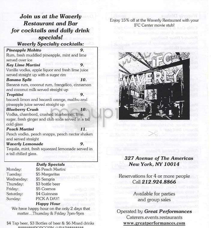 Waverly at IFC - New York, NY menu_pic