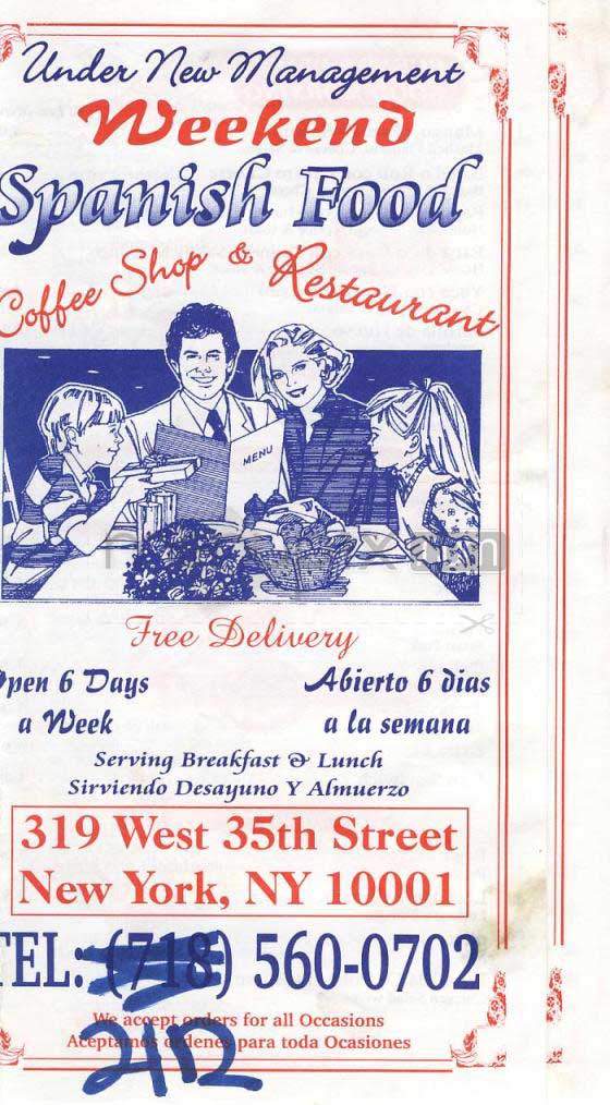 Weekend Spanish Food - New York, NY menu_pic