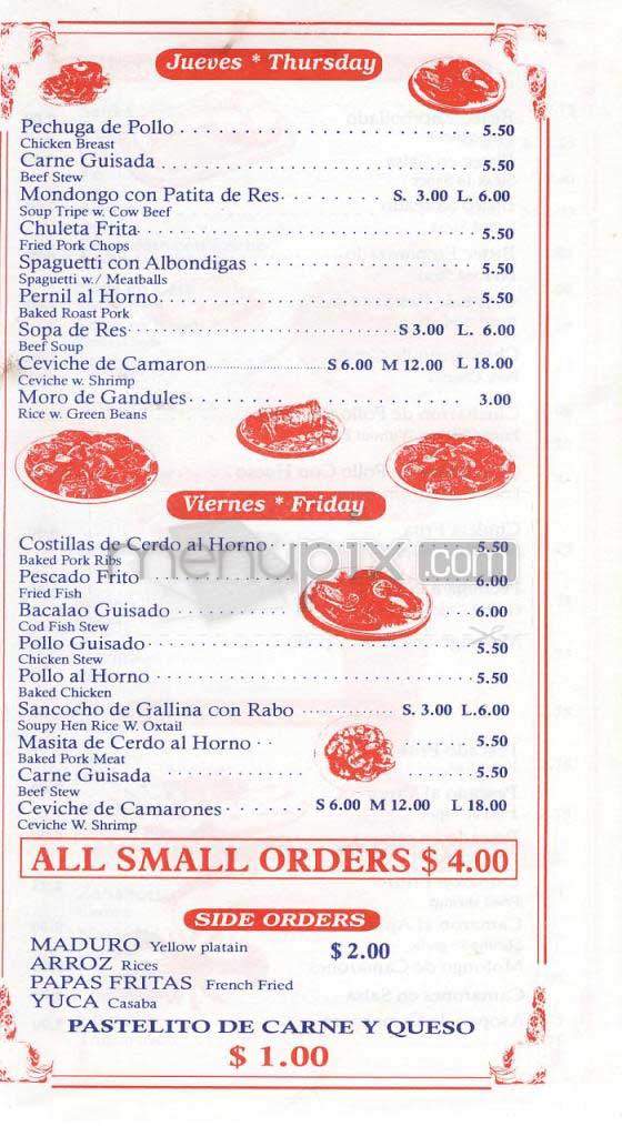 Weekend Spanish Food - New York, NY menu_pic