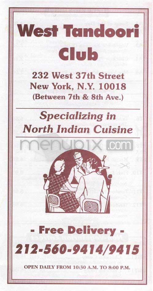 West Tandoori Club - New York, NY menu_pic