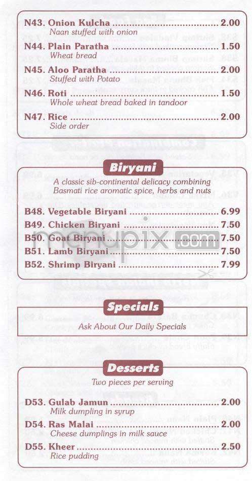 West Tandoori Club - New York, NY menu_pic