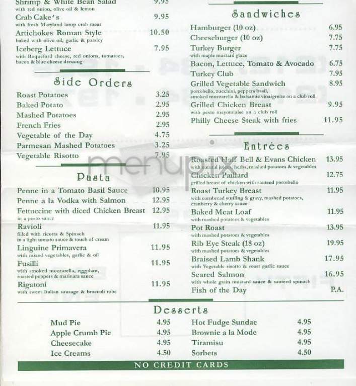 Willy's Bar & Grill - New York, NY menu_pic