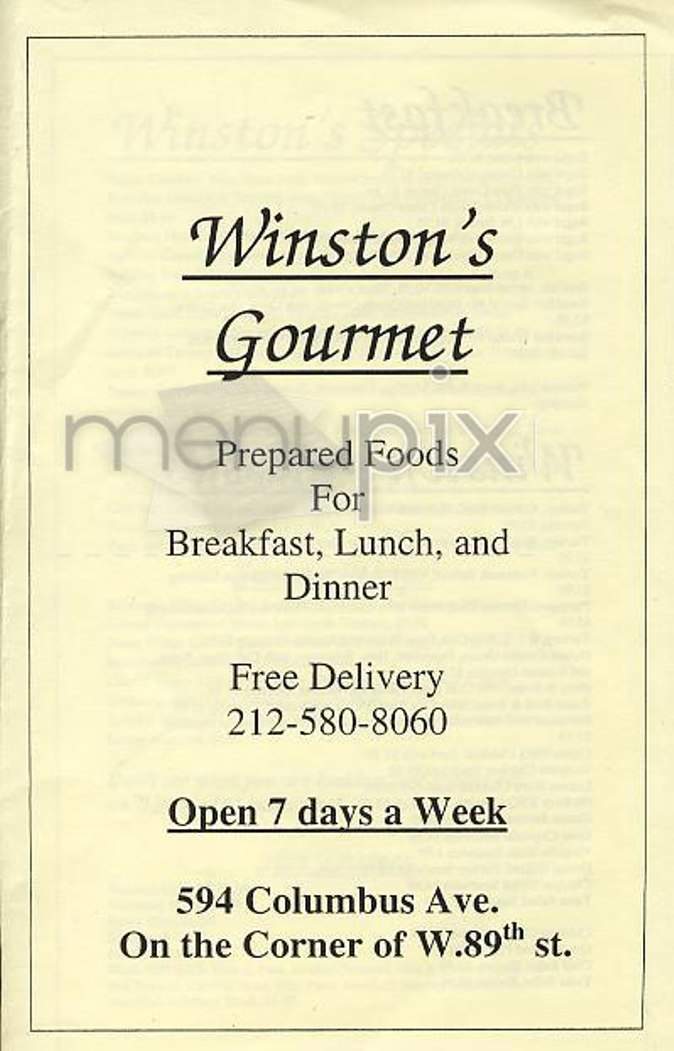 Winston's Gourmet Deli - New York, NY menu_pic