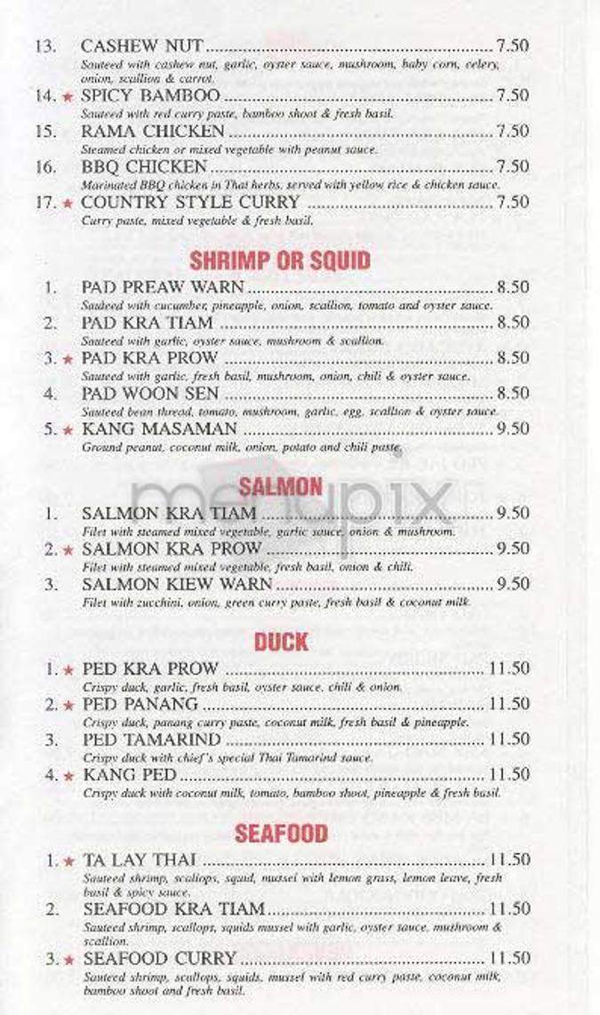 Wondee Siam - New York, NY menu_pic