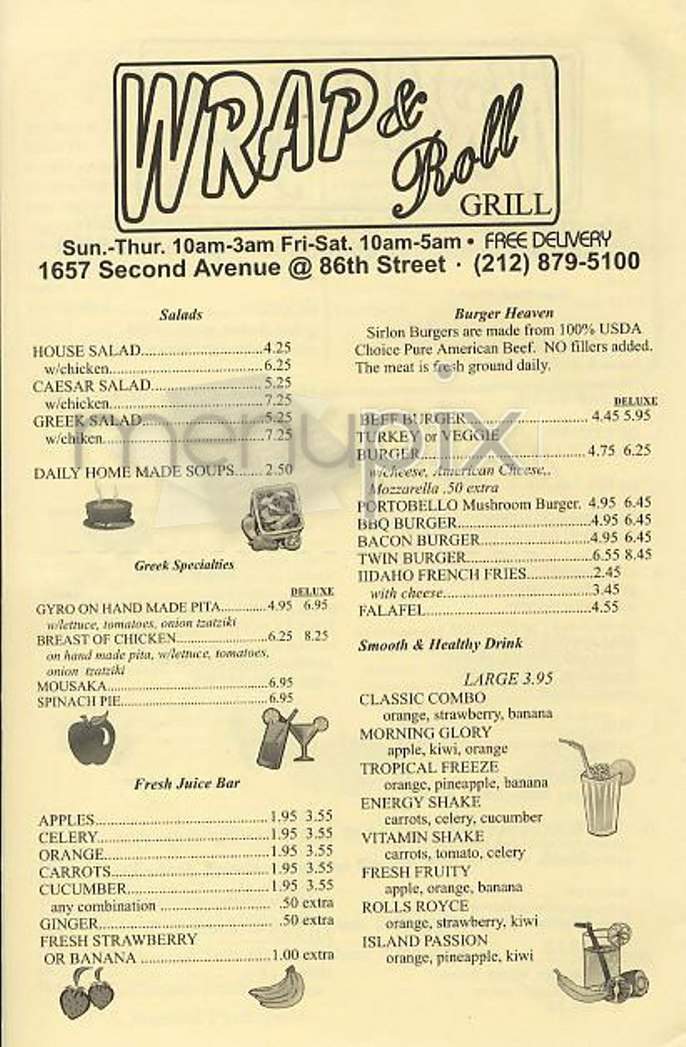 Wrap & Roll Grill - New York, NY menu_pic