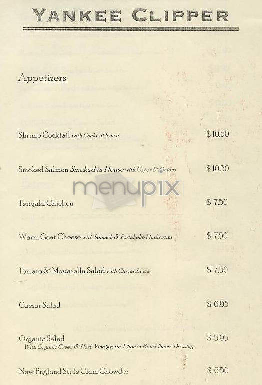 Yankee Clipper - New York, NY menu_pic
