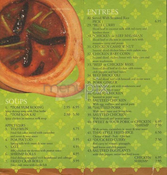 Yum Thai - New York, NY menu_pic