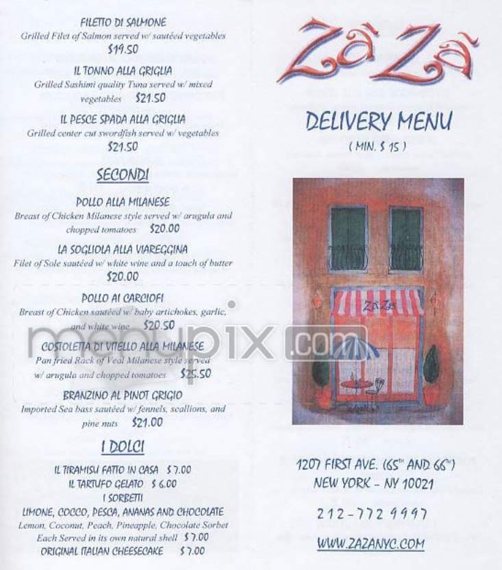 Za Za - New York, NY menu_pic