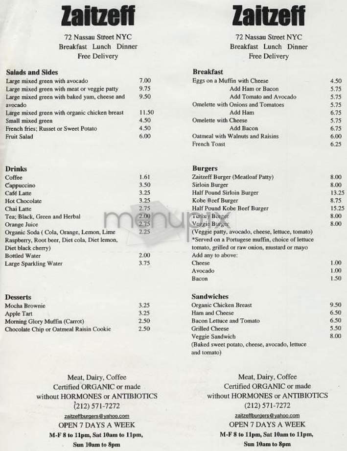 Zaitzeff - New York, NY menu_pic