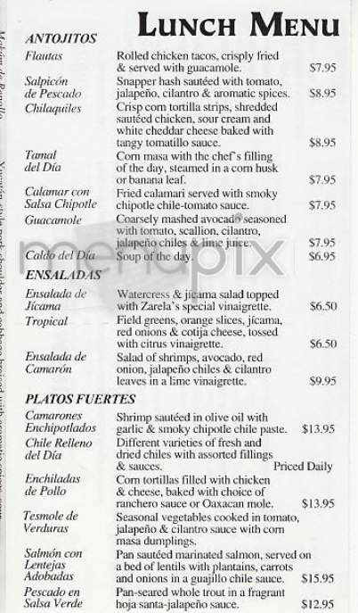 Zarela - New York, NY menu_pic