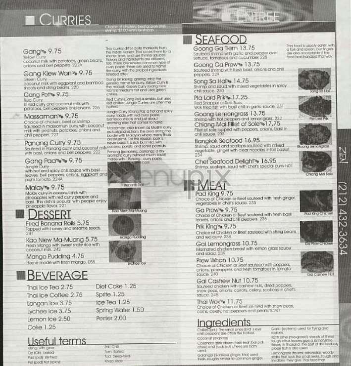 Zen - New York, NY menu_pic