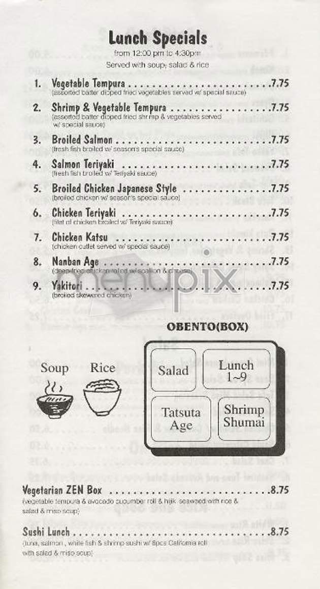 Zen - New York, NY menu_pic