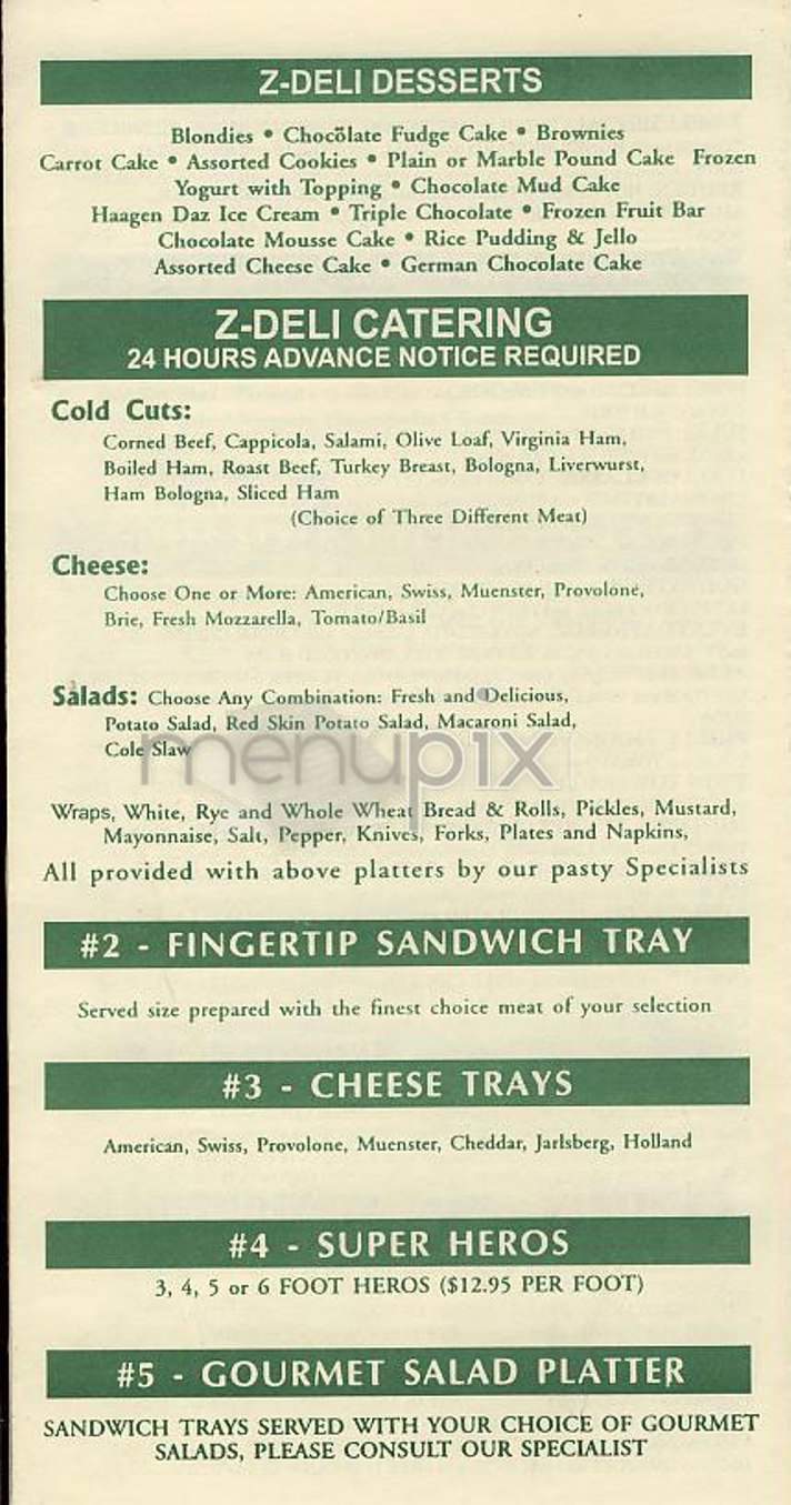 Z Gourmet Deli - New York, NY menu_pic