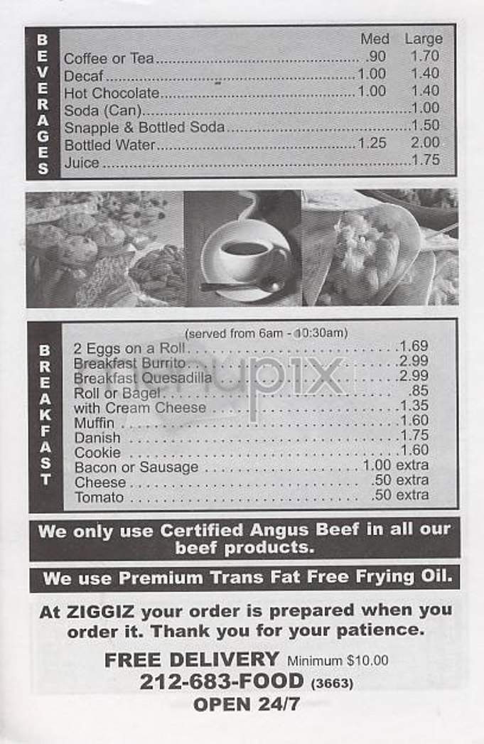 Ziggiz - New York, NY menu_pic