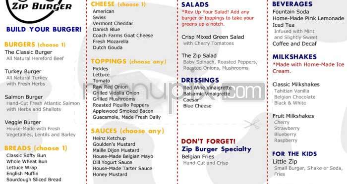 Zip Burger - New York, NY menu_pic