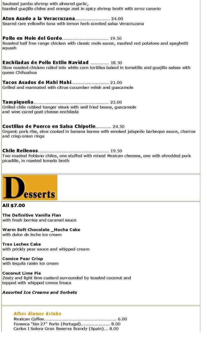 Zocalo - Milwaukee, WI menu_pic