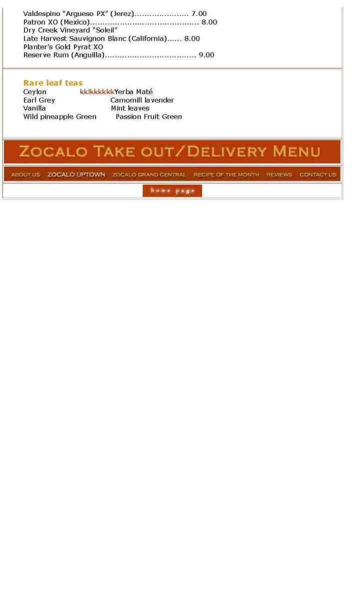 Zocalo - Milwaukee, WI menu_pic