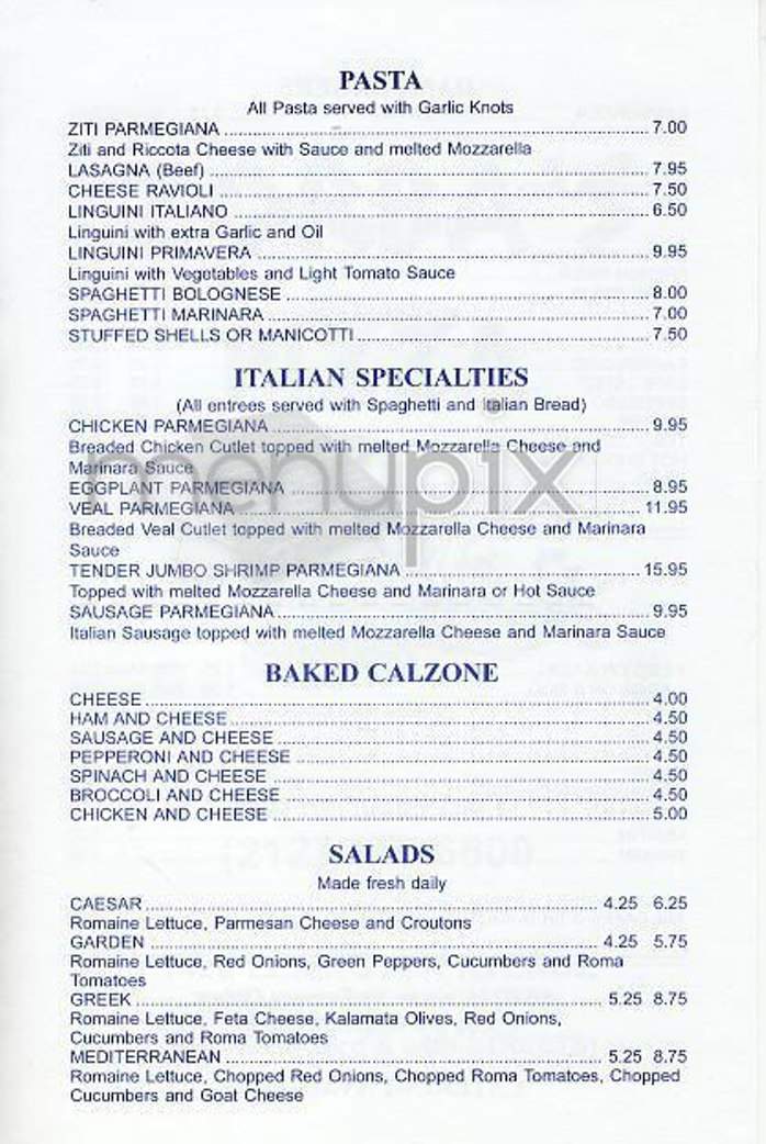 Zorba's Pizza - New York, NY menu_pic