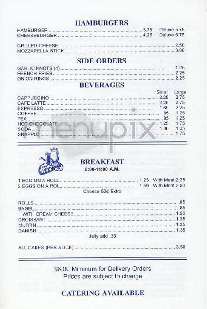 Zorba's Pizza - New York, NY menu_pic