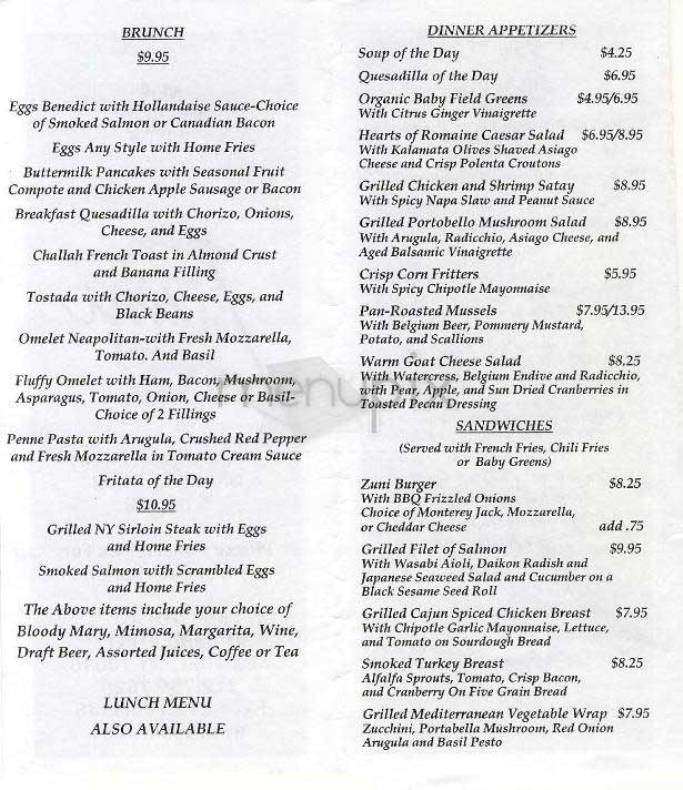 Zuni - New York, NY menu_pic