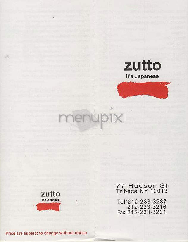 Zutto - New York, NY menu_pic