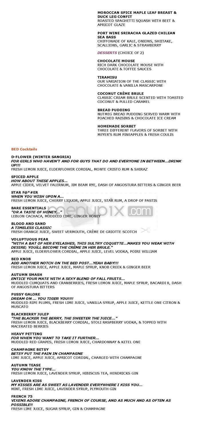 Bed - New York, NY menu_pic