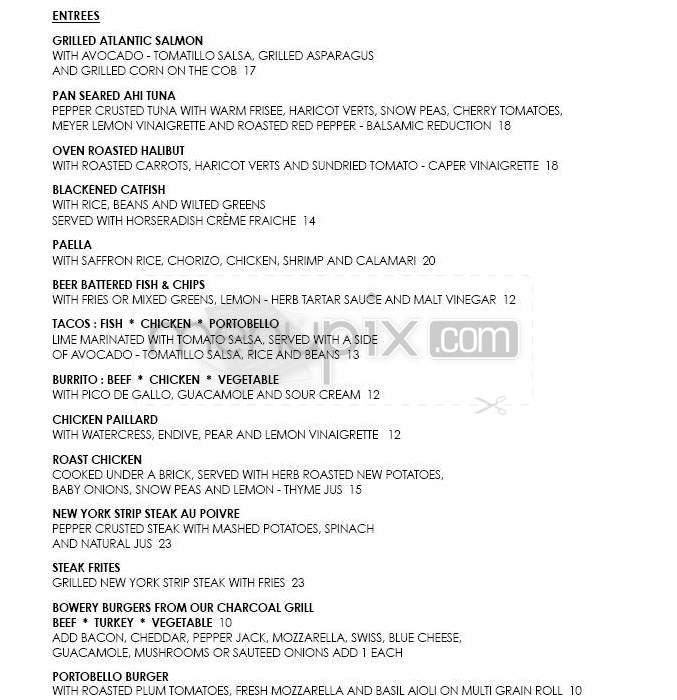 Bowery Bar - New York, NY menu_pic