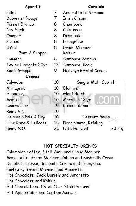 Bowery Bar - New York, NY menu_pic