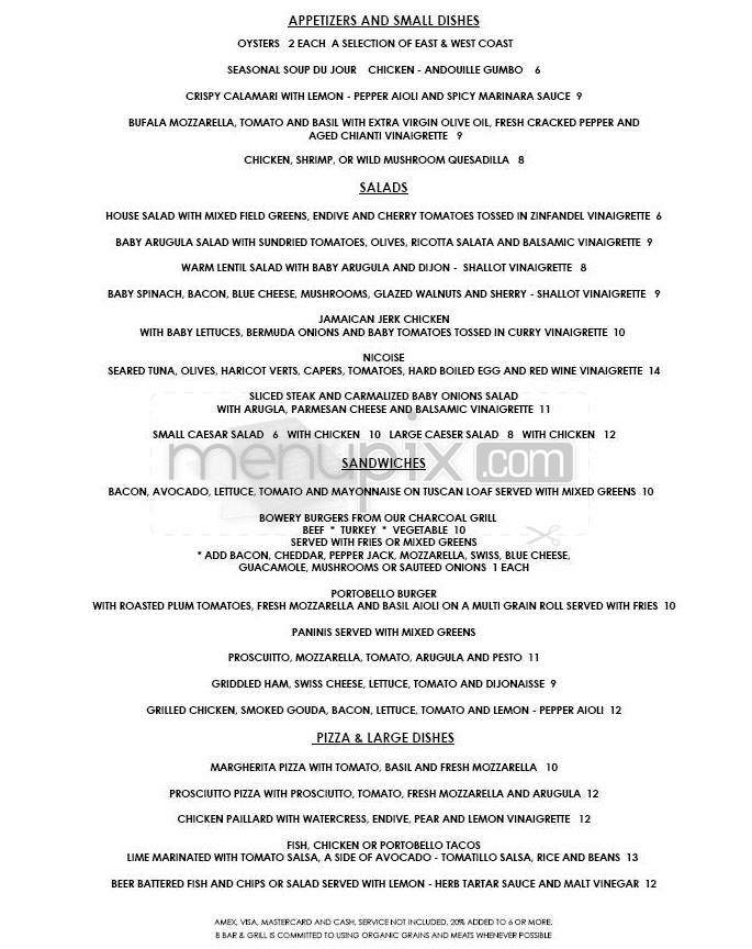 Bowery Bar - New York, NY menu_pic