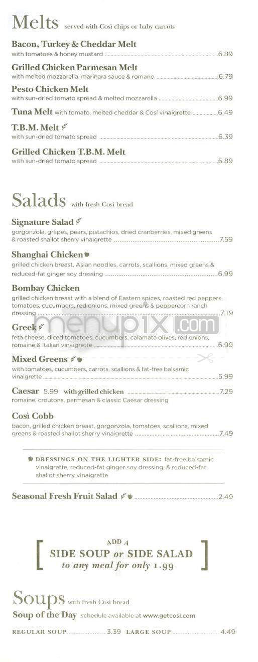 Cosi - Jersey City, NJ menu_pic