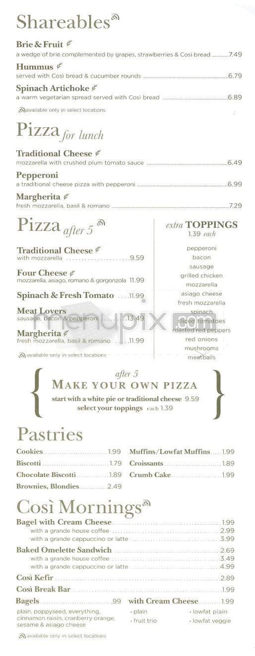 Cosi - Jersey City, NJ menu_pic