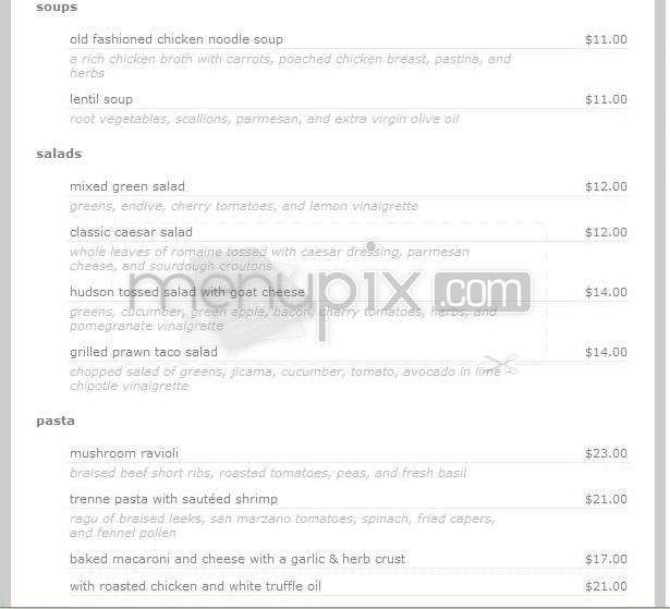 Hudson Cafeteria - New York, NY menu_pic