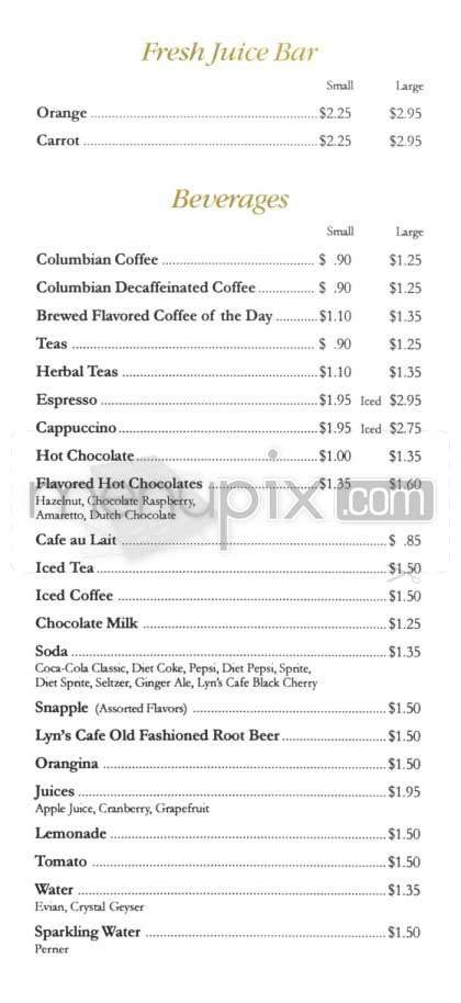 Lyn's Cafe - New York, NY menu_pic