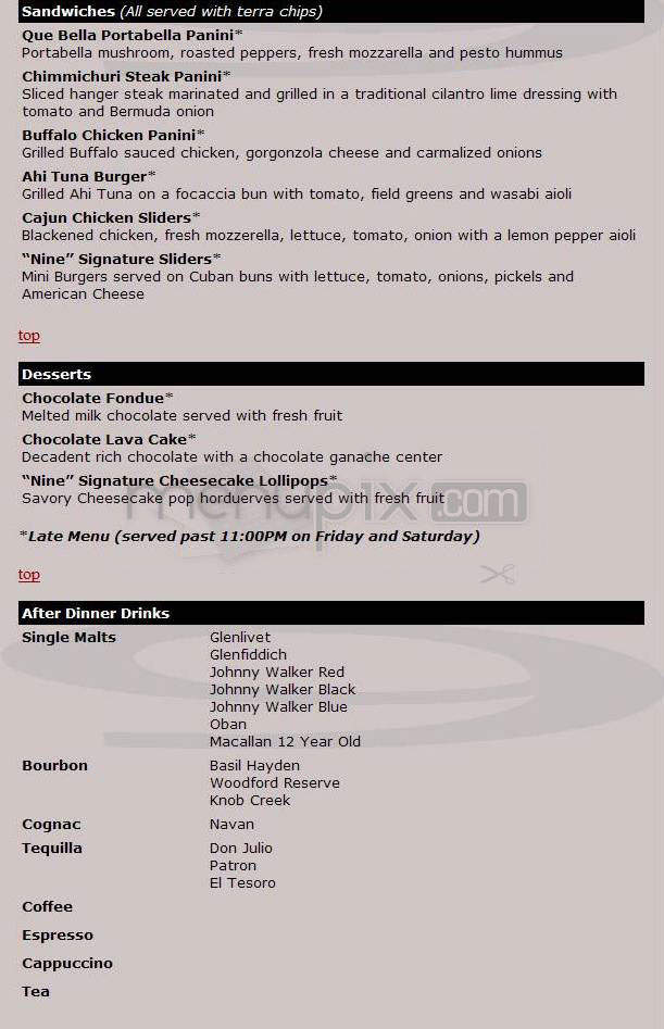 Nine Hoboken - Hoboken, NJ menu_pic
