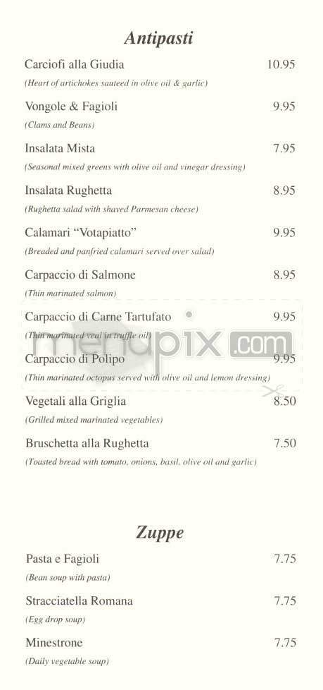 Rughetta Ristorante - New York, NY menu_pic