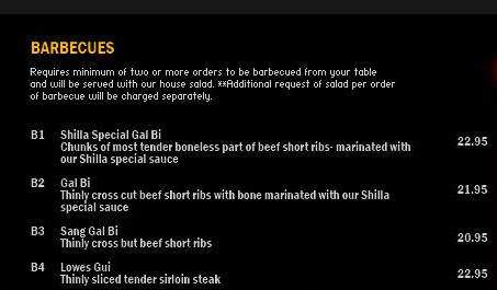 Shilla - New York, NY menu_pic