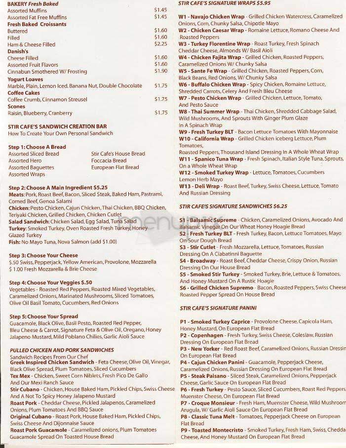 Stir Cafe - New York, NY menu_pic