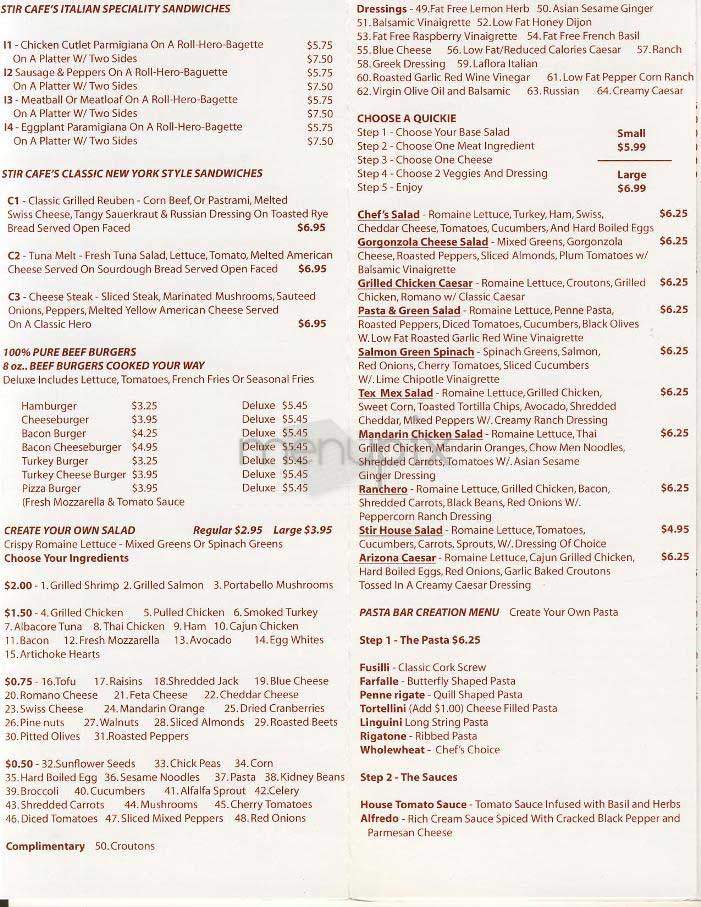 Stir Cafe - New York, NY menu_pic