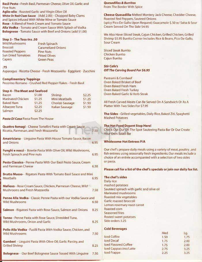 Stir Cafe - New York, NY menu_pic