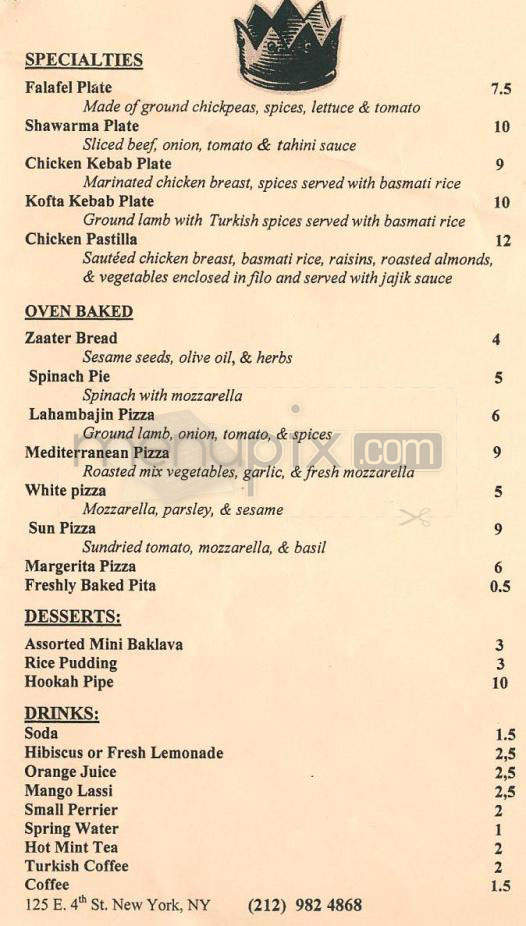 Taj - New York, NY menu_pic