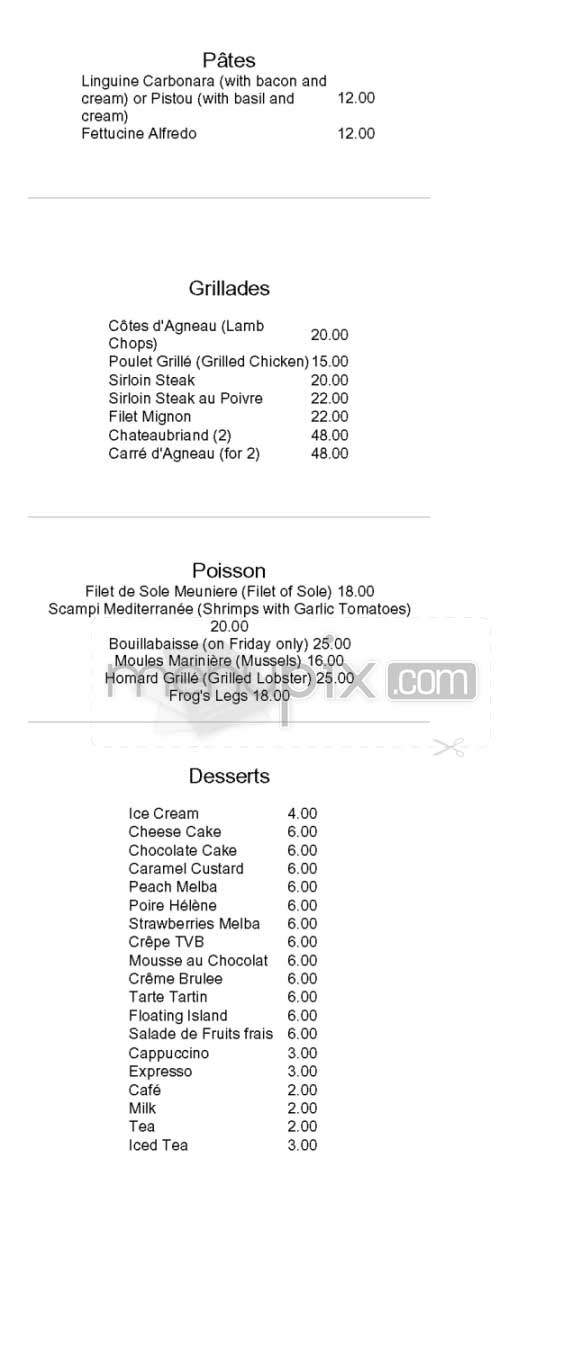 Tout Va Bien - New York, NY menu_pic