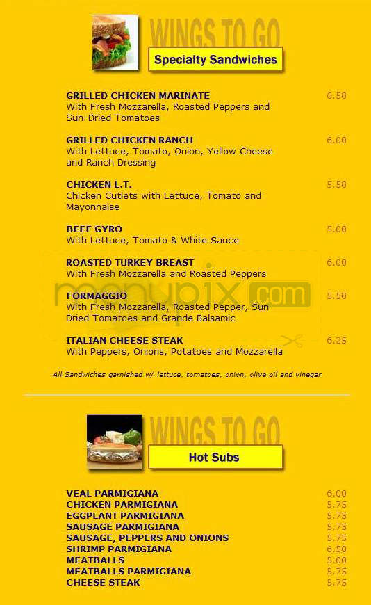 Wings to Go - Hoboken, NJ menu_pic